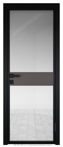 Дверь Profil Doors 6AG Цвет профиля Черный матовый RAL9005 стекло Прозрачное вставка Какао матовый