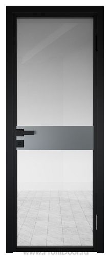 Дверь Profil Doors 6AG Цвет профиля Черный матовый RAL9005 стекло Прозрачное вставка Кварц матовый