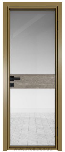 Дверь Profil Doors 6AG стекло Прозрачное цвет профиля Золото вставка Каштан Темный