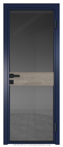 Дверь Profil Doors 6AG стекло Тонированное цвет профиля Cиний матовый RAL5003 вставка Каштан Темный