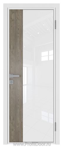 Дверь Profil Doors 7AG стекло Белый Триплекс цвет профиля Белый матовый RAL9003 вставка Каштан Темный