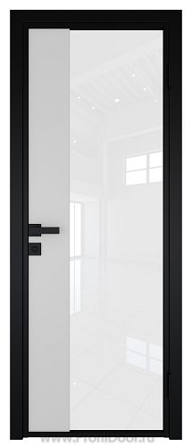 Дверь Profil Doors 7AG Цвет профиля Черный матовый RAL9005 стекло Белый триплекс вставка Белый матовый