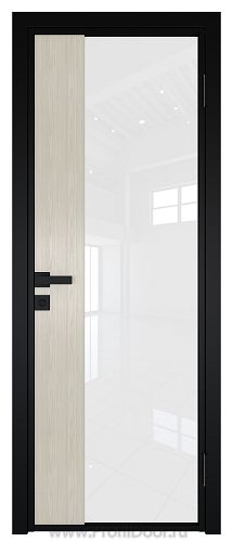 Дверь Profil Doors 7AG Цвет профиля Черный матовый RAL9005 стекло Белый триплекс вставка Дуб SKY Белёный
