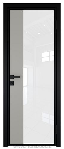 Дверь Profil Doors 7AG Цвет профиля Черный матовый RAL9005 стекло Белый триплекс вставка Галька матовый