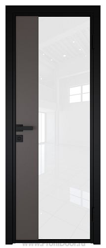Дверь Profil Doors 7AG Цвет профиля Черный матовый RAL9005 стекло Белый триплекс вставка Какао матовый