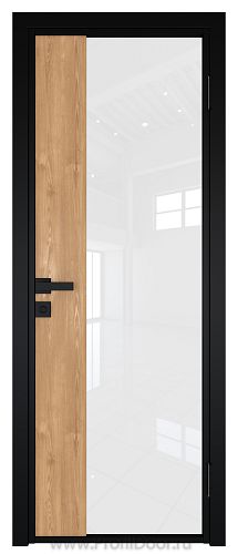 Дверь Profil Doors 7AG Цвет профиля Черный матовый RAL9005 стекло Белый триплекс вставка Каштан натуральный