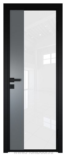 Дверь Profil Doors 7AG Цвет профиля Черный матовый RAL9005 стекло Белый триплекс вставка Кварц матовый