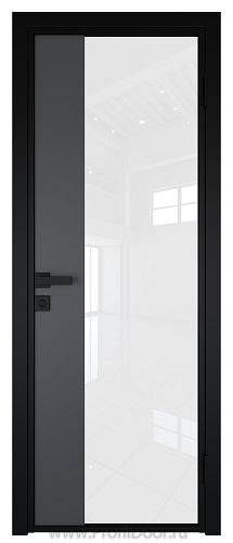 Дверь Profil Doors 7AG Цвет профиля Черный матовый RAL9005 стекло Белый триплекс вставка Серый матовый