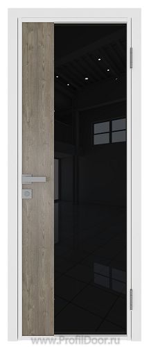 Дверь Profil Doors 7AG стекло Черный Триплекс цвет профиля Белый матовый RAL9003 вставка Каштан Темный