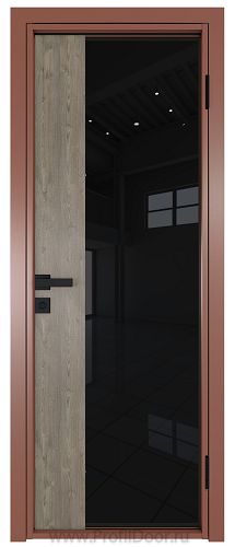 Дверь Profil Doors 7AG стекло Черный Триплекс цвет профиля Бронза вставка Каштан Темный