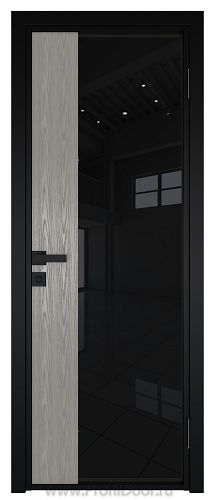 Дверь Profil Doors 7AG Цвет профиля Черный матовый RAL9005 стекло Черный триплекс вставка Дуб SKY Denim