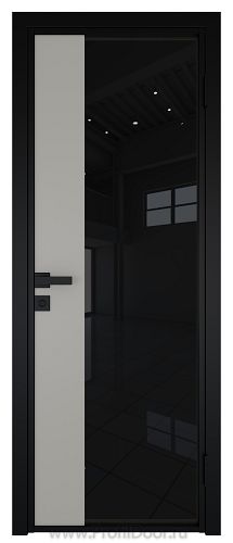 Дверь Profil Doors 7AG Цвет профиля Черный матовый RAL9005 стекло Черный триплекс вставка Галька матовый