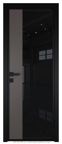 Дверь Profil Doors 7AG Цвет профиля Черный матовый RAL9005 стекло Черный триплекс вставка Какао матовый