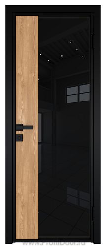 Дверь Profil Doors 7AG Цвет профиля Черный матовый RAL9005 стекло Черный триплекс вставка Каштан натуральный