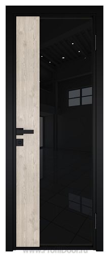 Дверь Profil Doors 7AG Цвет профиля Черный матовый RAL9005 стекло Черный триплекс вставка Каштан светлый
