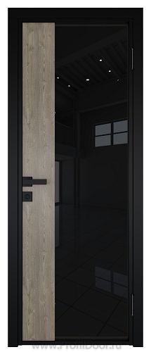 Дверь Profil Doors 7AG Цвет профиля Черный матовый RAL9005 стекло Черный триплекс вставка Каштан темный