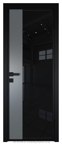Дверь Profil Doors 7AG Цвет профиля Черный матовый RAL9005 стекло Черный триплекс вставка Кварц матовый