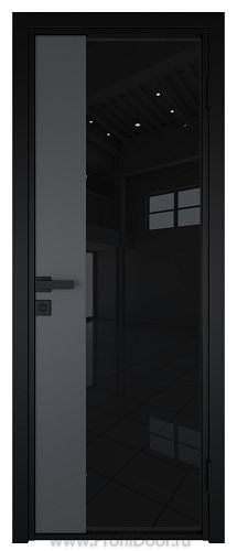 Дверь Profil Doors 7AG Цвет профиля Черный матовый RAL9005 стекло Черный триплекс вставка Серый матовый
