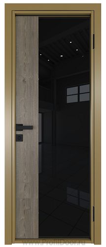 Дверь Profil Doors 7AG стекло Черный Триплекс цвет профиля Золото вставка Каштан Темный