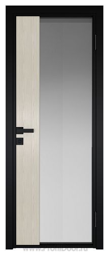 Дверь Profil Doors 7AG Цвет профиля Черный матовый RAL9005 стекло Матовое вставка Дуб SKY Белёный