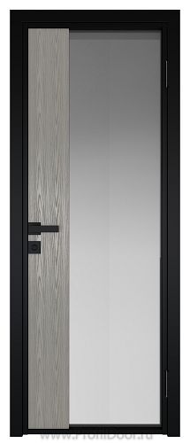 Дверь Profil Doors 7AG Цвет профиля Черный матовый RAL9005 стекло Матовое вставка Дуб SKY Denim