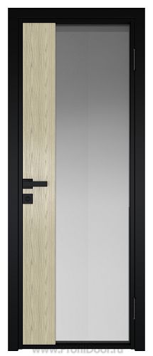 Дверь Profil Doors 7AG Цвет профиля Черный матовый RAL9005 стекло Матовое вставка Дуб SKY Крем