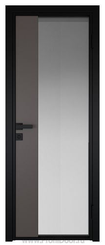 Дверь Profil Doors 7AG Цвет профиля Черный матовый RAL9005 стекло Матовое вставка Какао матовый