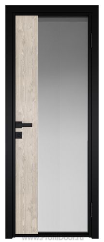 Дверь Profil Doors 7AG Цвет профиля Черный матовый RAL9005 стекло Матовое вставка Каштан светлый