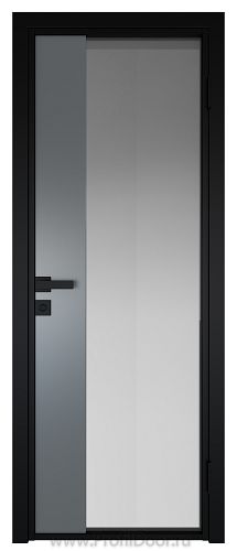 Дверь Profil Doors 7AG Цвет профиля Черный матовый RAL9005 стекло Матовое вставка Кварц матовый