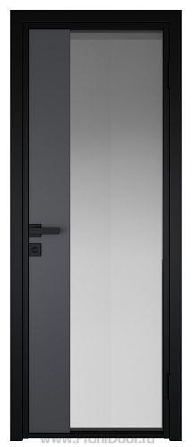 Дверь Profil Doors 7AG Цвет профиля Черный матовый RAL9005 стекло Матовое вставка Серый матовый