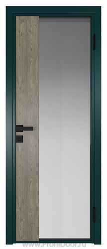 Дверь Profil Doors 7AG стекло Матовое цвет профиля Зеленый матовый RAL6004 вставка Каштан Темный
