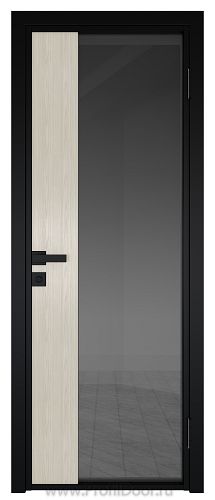 Дверь Profil Doors 7AG Цвет профиля Черный матовый RAL9005 стекло Тонированное вставка Дуб SKY Белёный