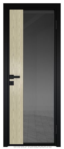 Дверь Profil Doors 7AG Цвет профиля Черный матовый RAL9005 стекло Тонированное вставка Дуб SKY Крем