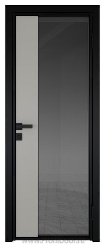 Дверь Profil Doors 7AG Цвет профиля Черный матовый RAL9005 стекло Тонированное вставка Галька матовый
