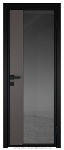 Дверь Profil Doors 7AG Цвет профиля Черный матовый RAL9005 стекло Тонированное вставка Какао матовый