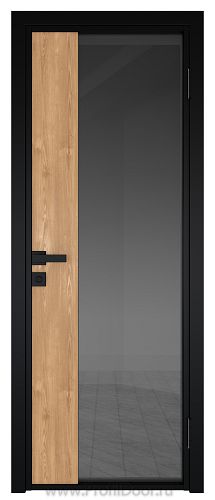 Дверь Profil Doors 7AG Цвет профиля Черный матовый RAL9005 стекло Тонированное вставка Каштан натуральный