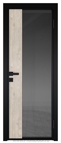 Дверь Profil Doors 7AG Цвет профиля Черный матовый RAL9005 стекло Тонированное вставка Каштан светлый