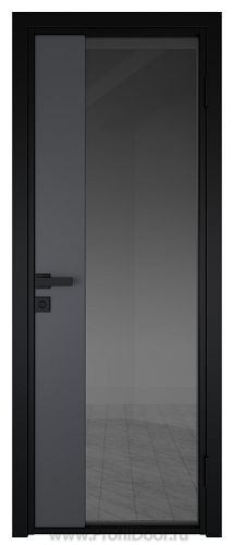 Дверь Profil Doors 7AG Цвет профиля Черный матовый RAL9005 стекло Тонированное вставка Серый матовый