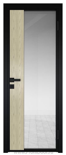 Дверь Profil Doors 7AG Цвет профиля Черный матовый RAL9005 стекло Прозрачное вставка Дуб SKY Крем