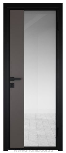 Дверь Profil Doors 7AG Цвет профиля Черный матовый RAL9005 стекло Прозрачное вставка Какао матовый