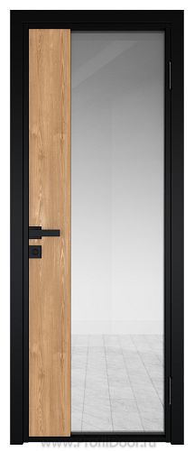 Дверь Profil Doors 7AG Цвет профиля Черный матовый RAL9005 стекло Прозрачное вставка Каштан натуральный
