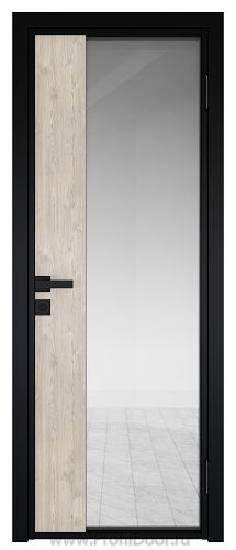 Дверь Profil Doors 7AG Цвет профиля Черный матовый RAL9005 стекло Прозрачное вставка Каштан светлый