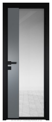 Дверь Profil Doors 7AG Цвет профиля Черный матовый RAL9005 стекло Прозрачное вставка Кварц матовый
