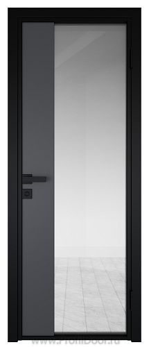 Дверь Profil Doors 7AG Цвет профиля Черный матовый RAL9005 стекло Прозрачное вставка Серый матовый