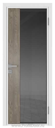 Дверь Profil Doors 7AG стекло Тонированное цвет профиля Белый матовый RAL9003 вставка Каштан Темный