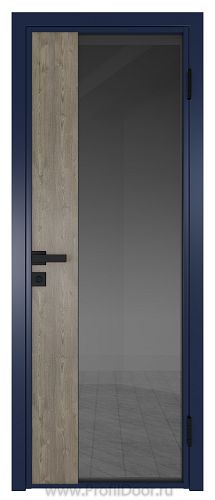 Дверь Profil Doors 7AG стекло Тонированное цвет профиля Cиний матовый RAL5003 вставка Каштан Темный