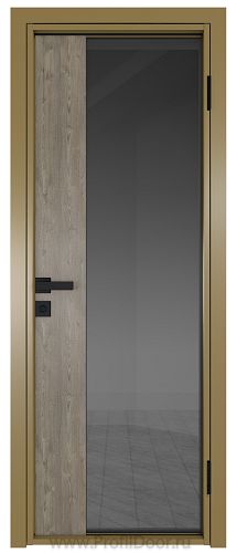 Дверь Profil Doors 7AG стекло Тонированное цвет профиля Золото вставка Каштан Темный