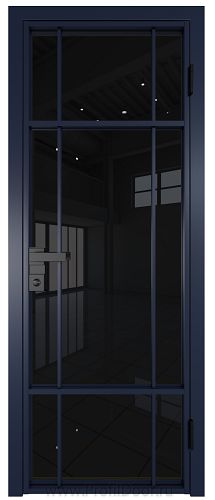 Дверь Profil Doors 8AG стекло Черный Триплекс цвет профиля Cиний матовый RAL5003