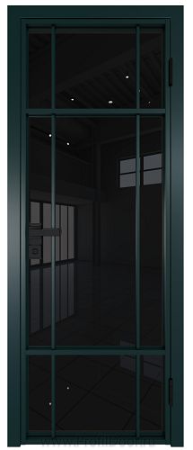Дверь Profil Doors 8AG стекло Черный Триплекс цвет профиля Зеленый матовый RAL6004