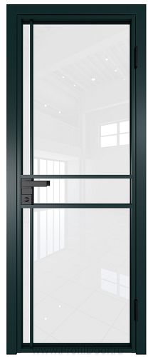 Дверь Profil Doors 9AG стекло Белый Триплекс цвет профиля Зеленый матовый RAL6004